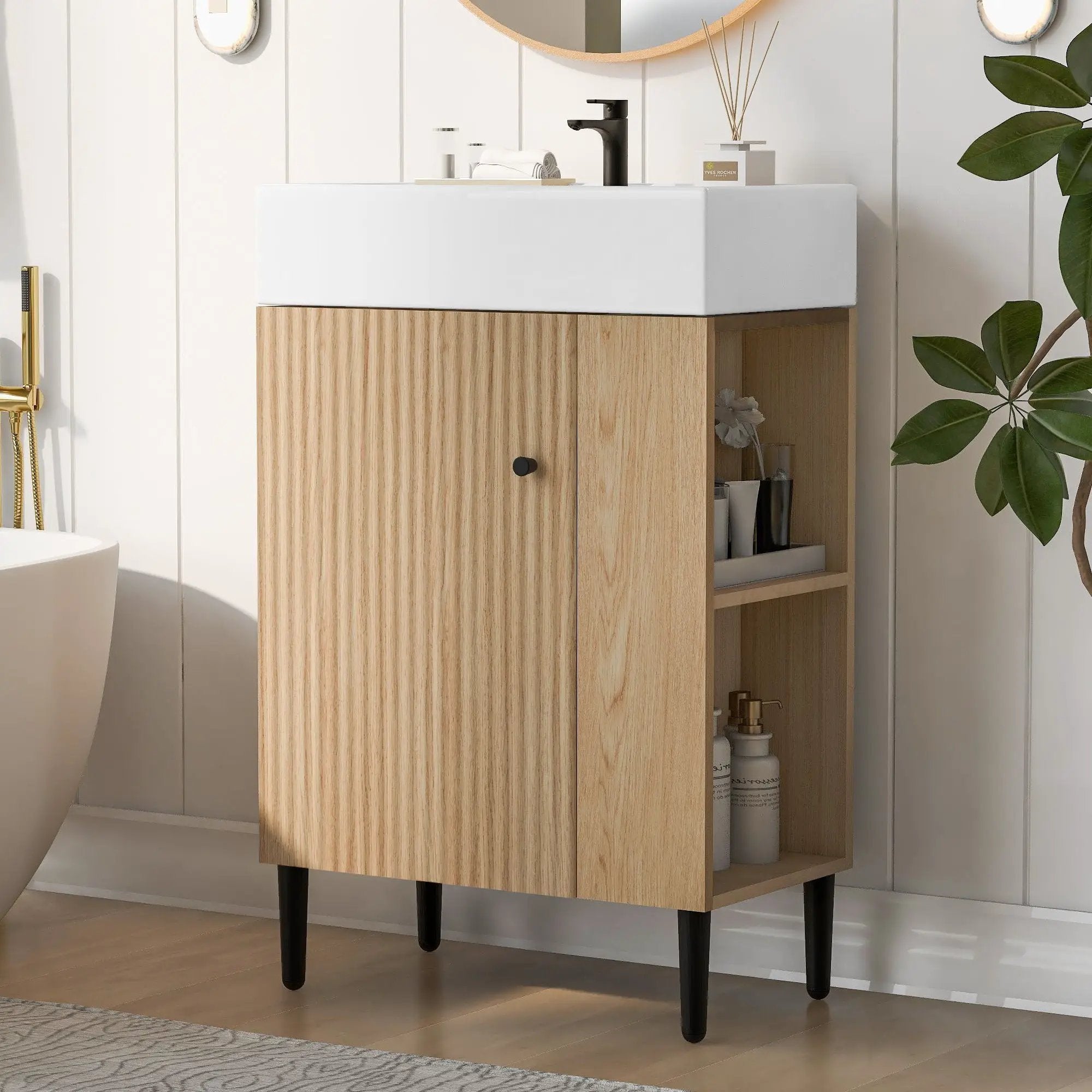Bathroom Vanity, Combo Cabinet, Bathroom Storage Cabinet, Single Ceramic Sink by Unique Piece Furniture
