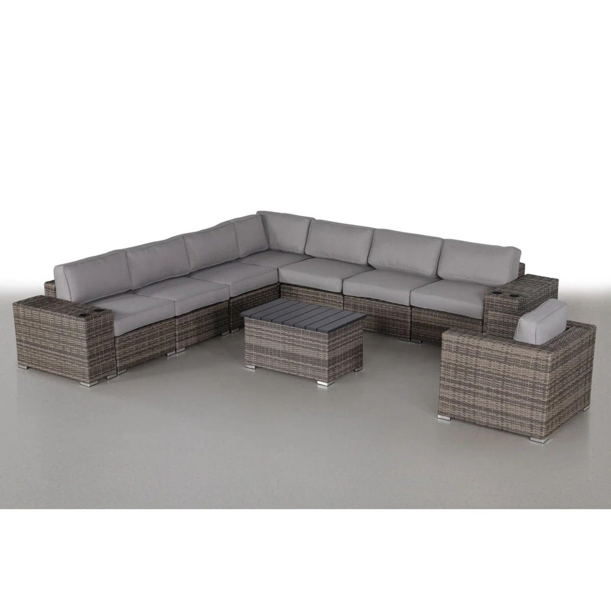 Modern Patio Rattan Sectional Set With Cushions, photo 40 of 40