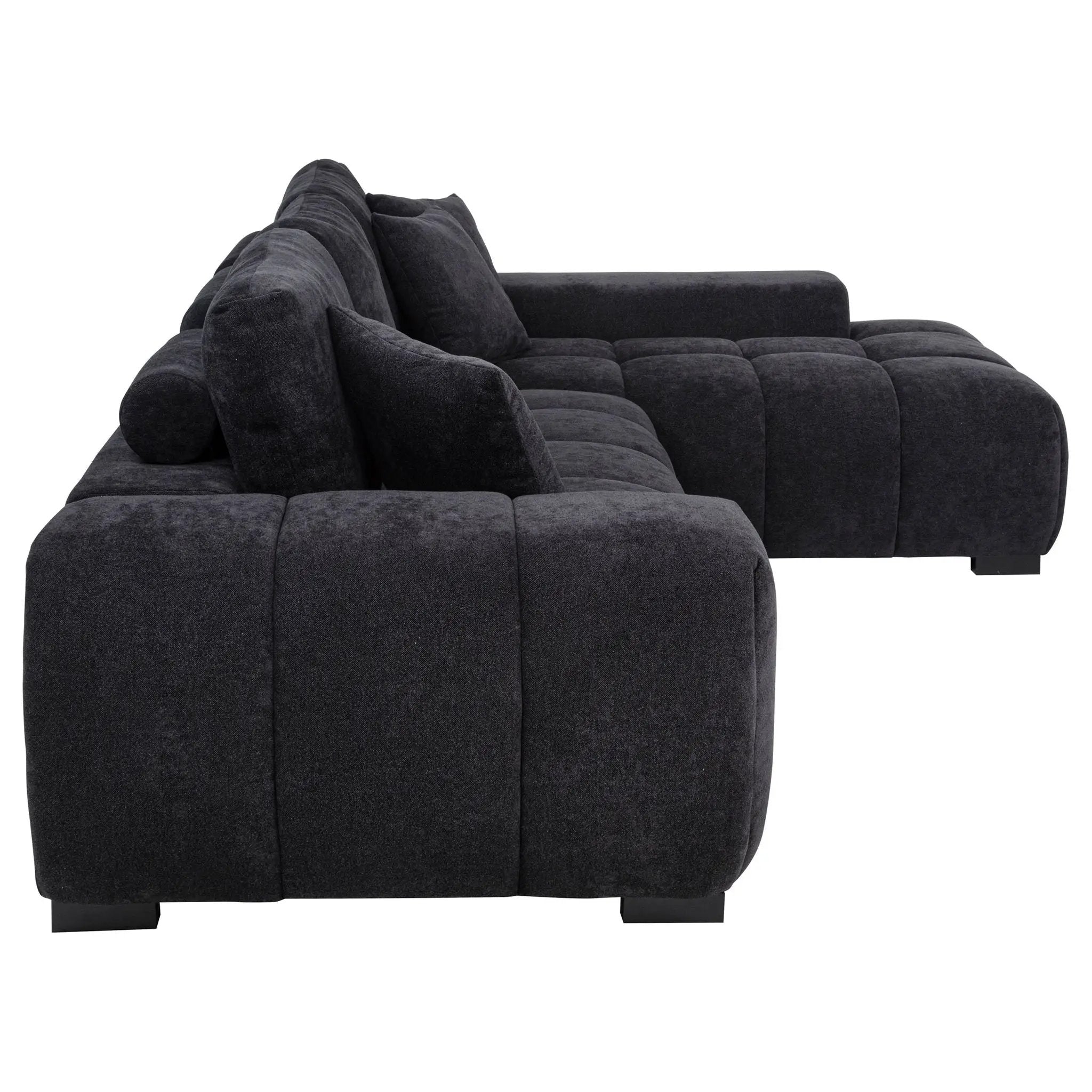 Octavia Upholstered Sectional Chaise Sofa Black by Unique Piece Furniture