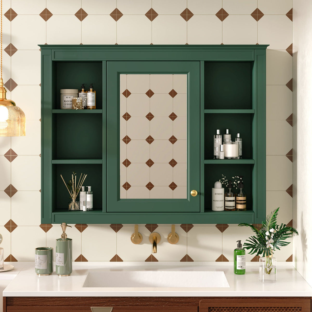 Wall Mounted Medicine Cabinet With Mirror, Storage Cabinet Featuring 6 Open Shelves And Adjustable Interior, photo 24 of 40