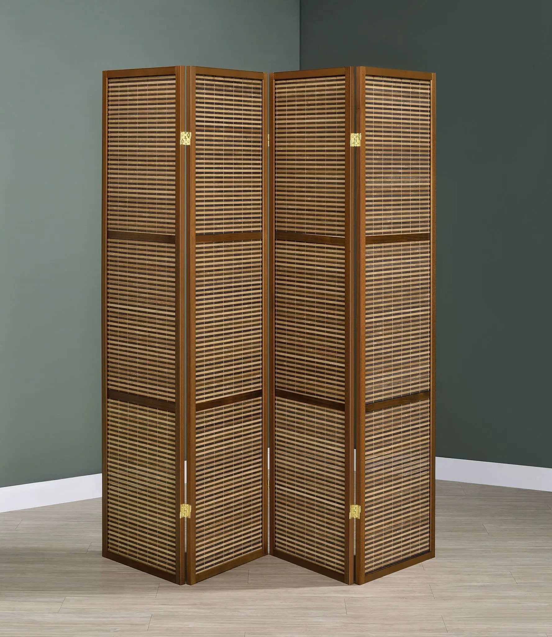 Browning 4-panel Bamboo Room Divider Folding Screen Walnut by Unique Piece Furniture