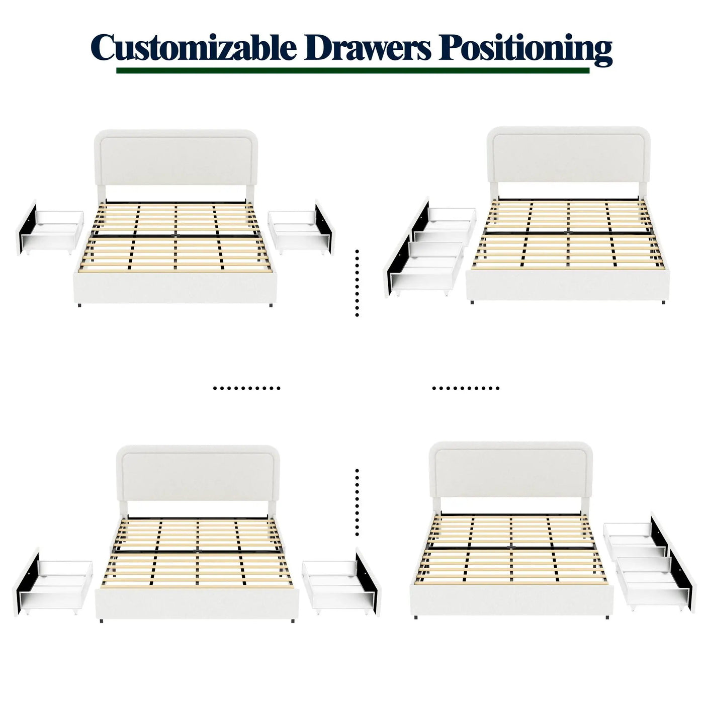 Liv - Patented With Drawers Upholstered Storage Platform Bed by HouseOfZazla