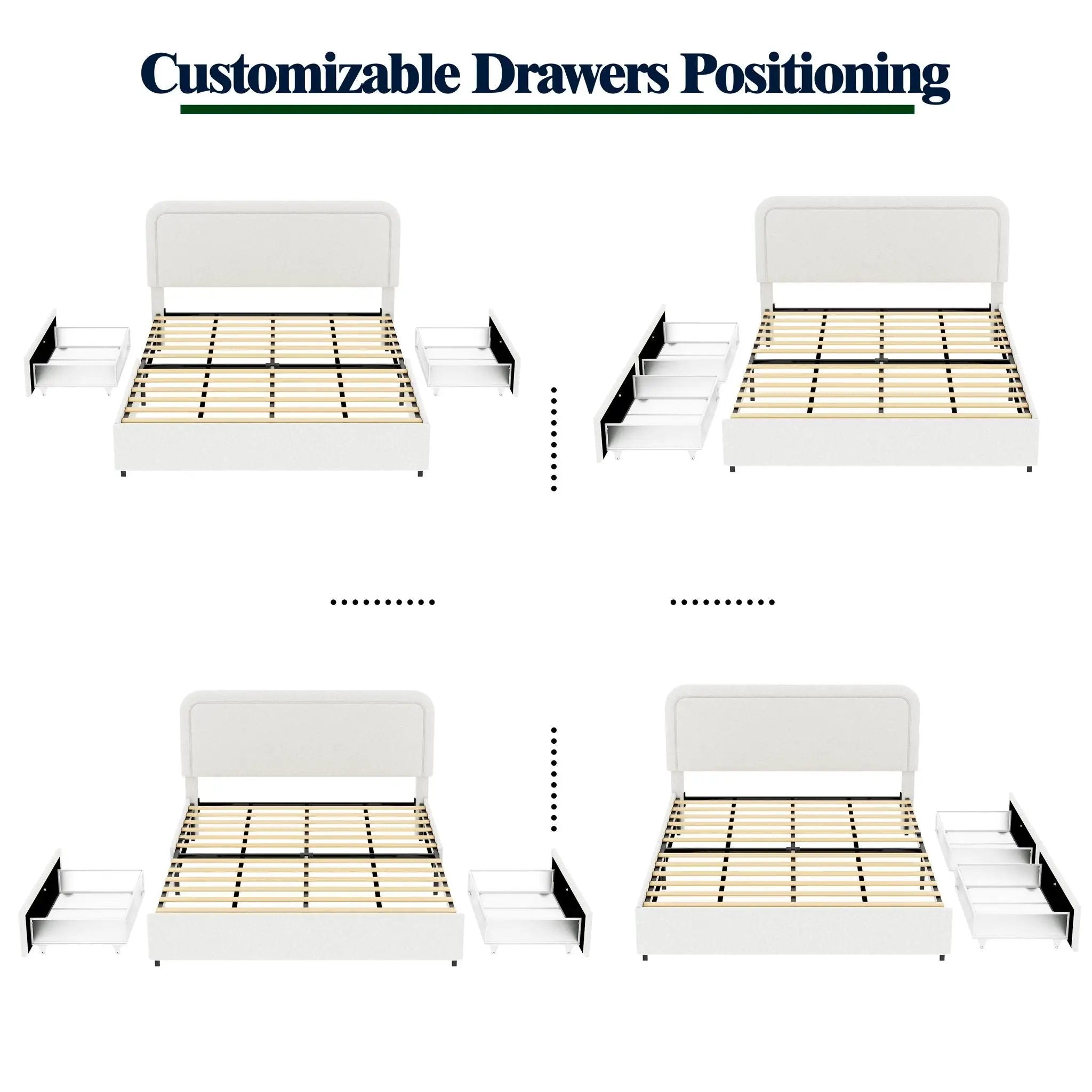 Liv - Patented With Drawers Upholstered Storage Platform Bed by HouseOfZazla