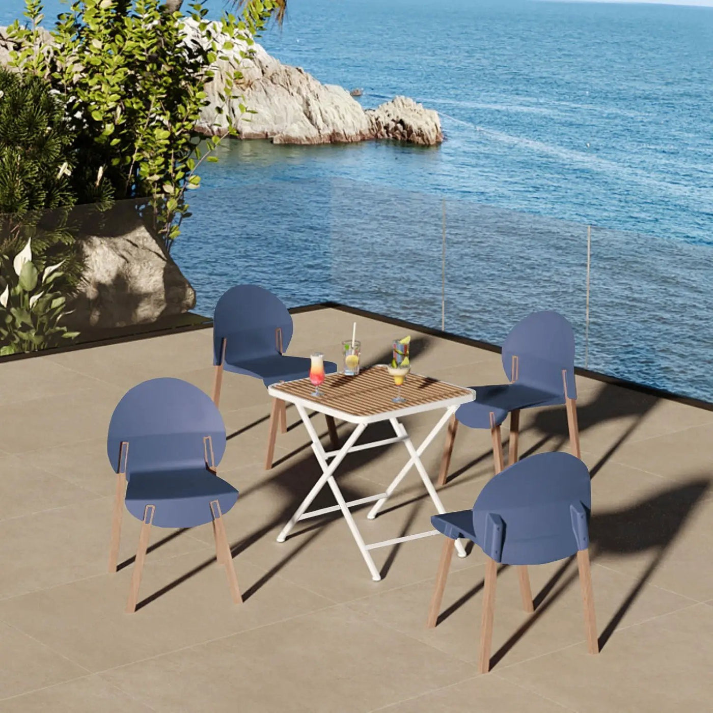 4 Piece Set Of Single Chairs With A Folding Square Table by HouseOfZazla