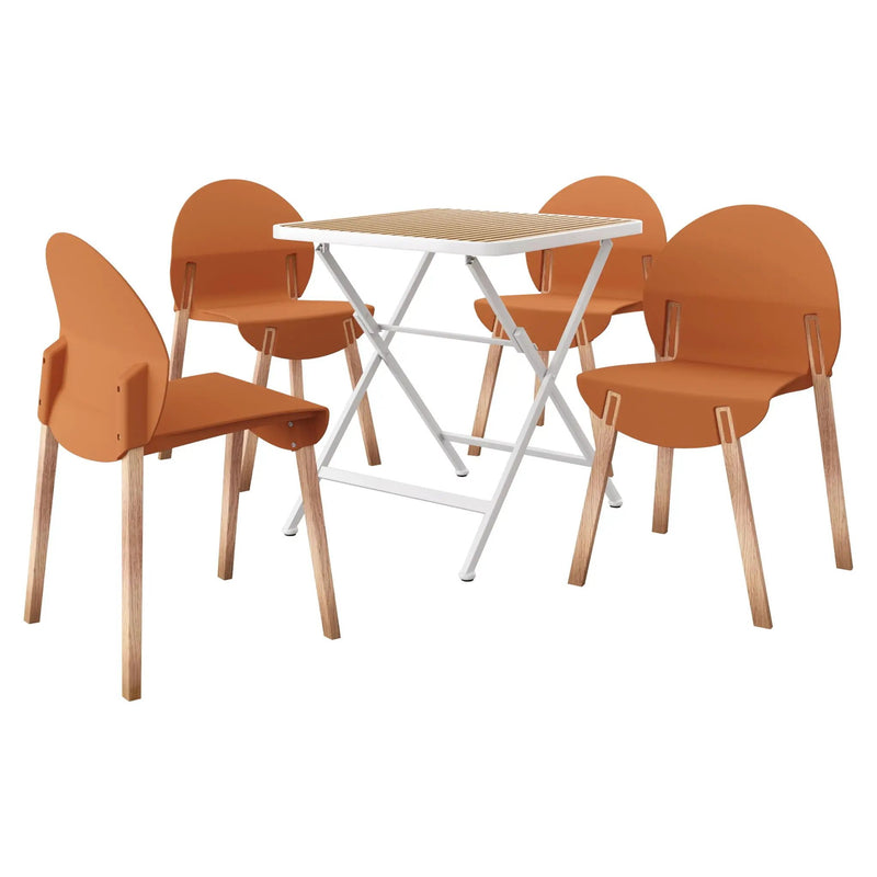 4 Piece Set Of Single Chairs With A Folding Square Table by Unique Piece Furniture