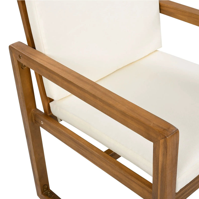 5 Piece Outdoor Patio Dining Set With 4 Armchairs And Table - Beige by HouseOfZazla