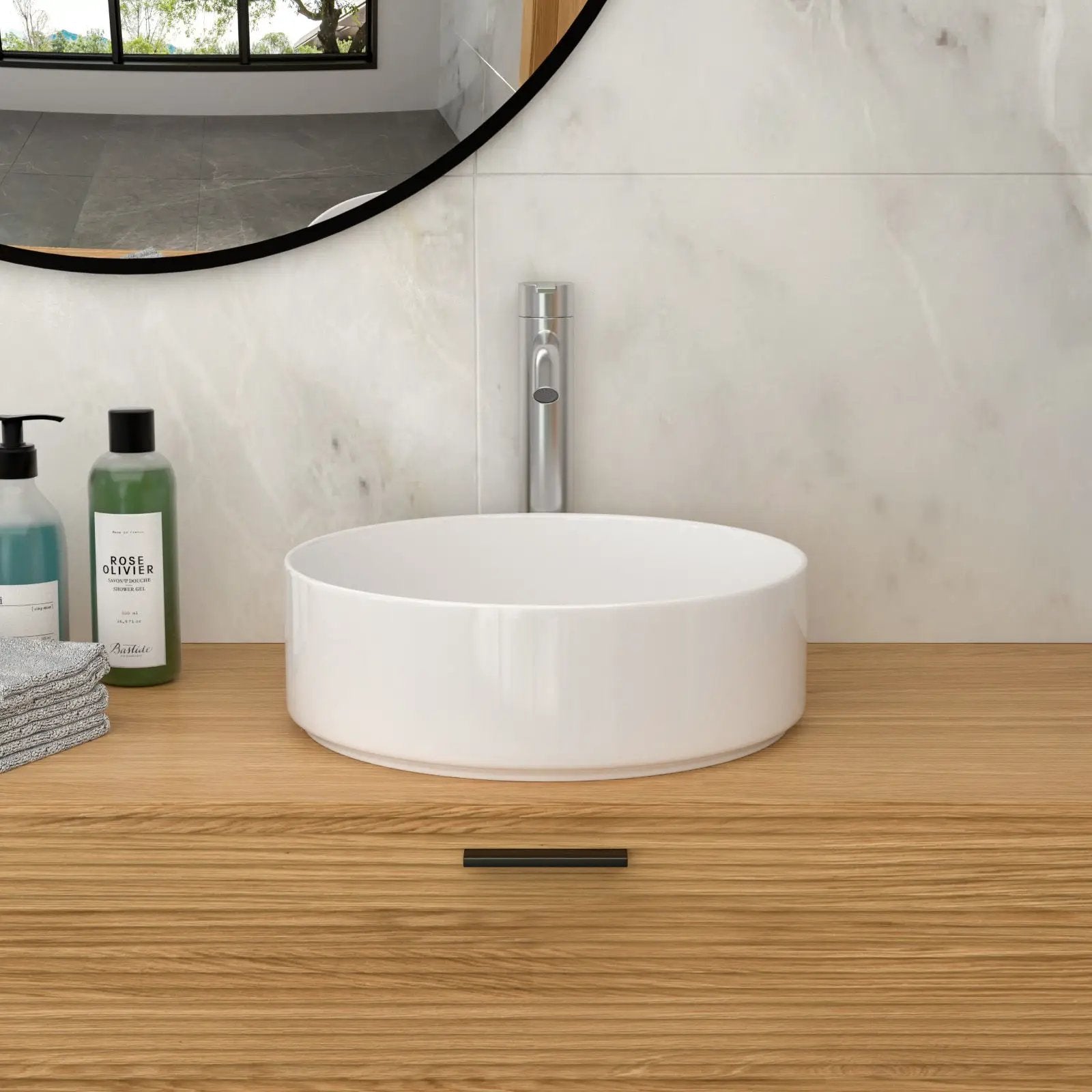 Elegant Ceramic Vessel Bathroom Sink With Stain Resistant Finish by HouseOfZazla