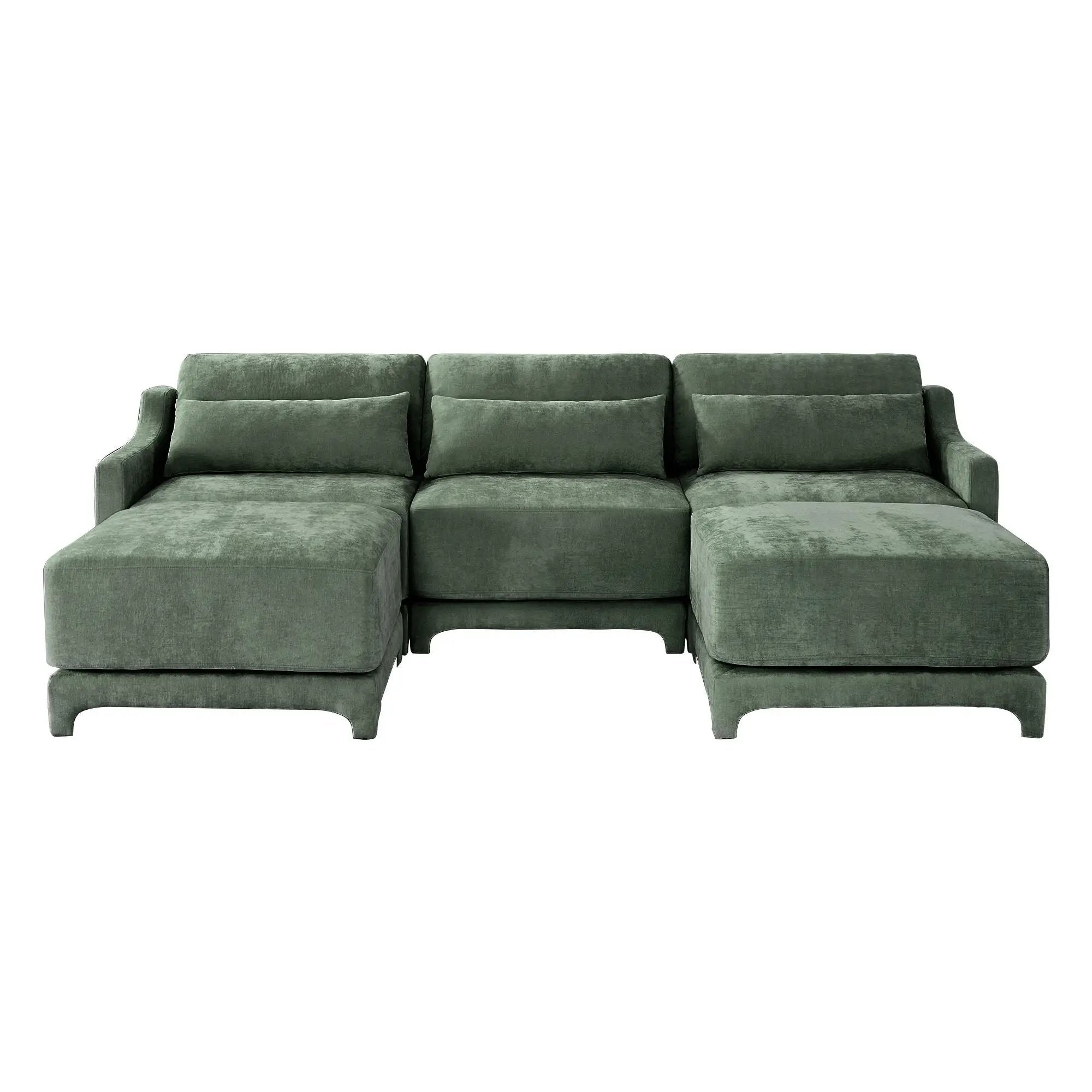 Stylish Sofa With Ottoman And Lumbar Pillows, Ergonomic Design by Unique Piece Furniture