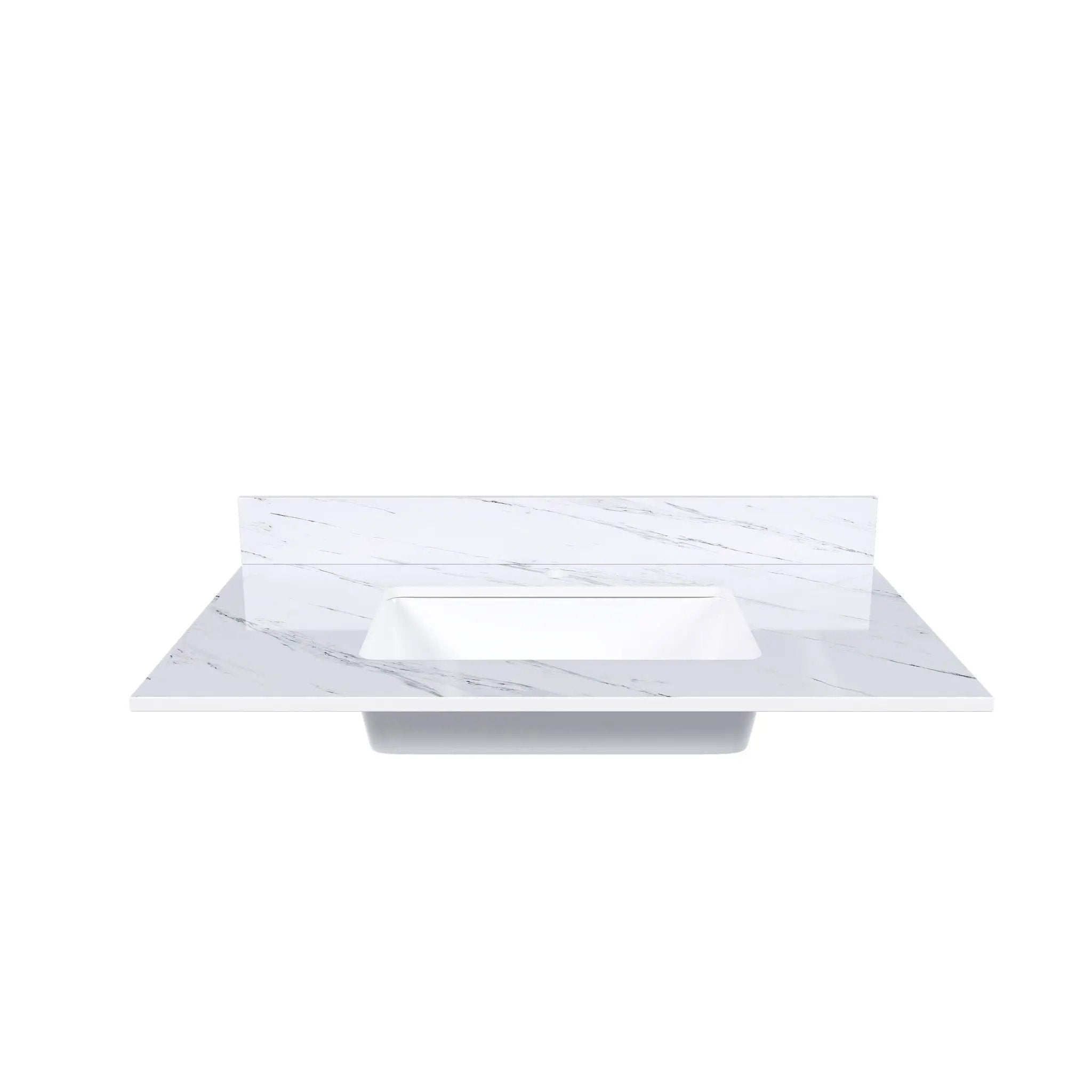 Bianco Carrara Venato Marble Vanity Top With Pre Drilled Faucet Hole And Undermount Sink by HouseOfZazla