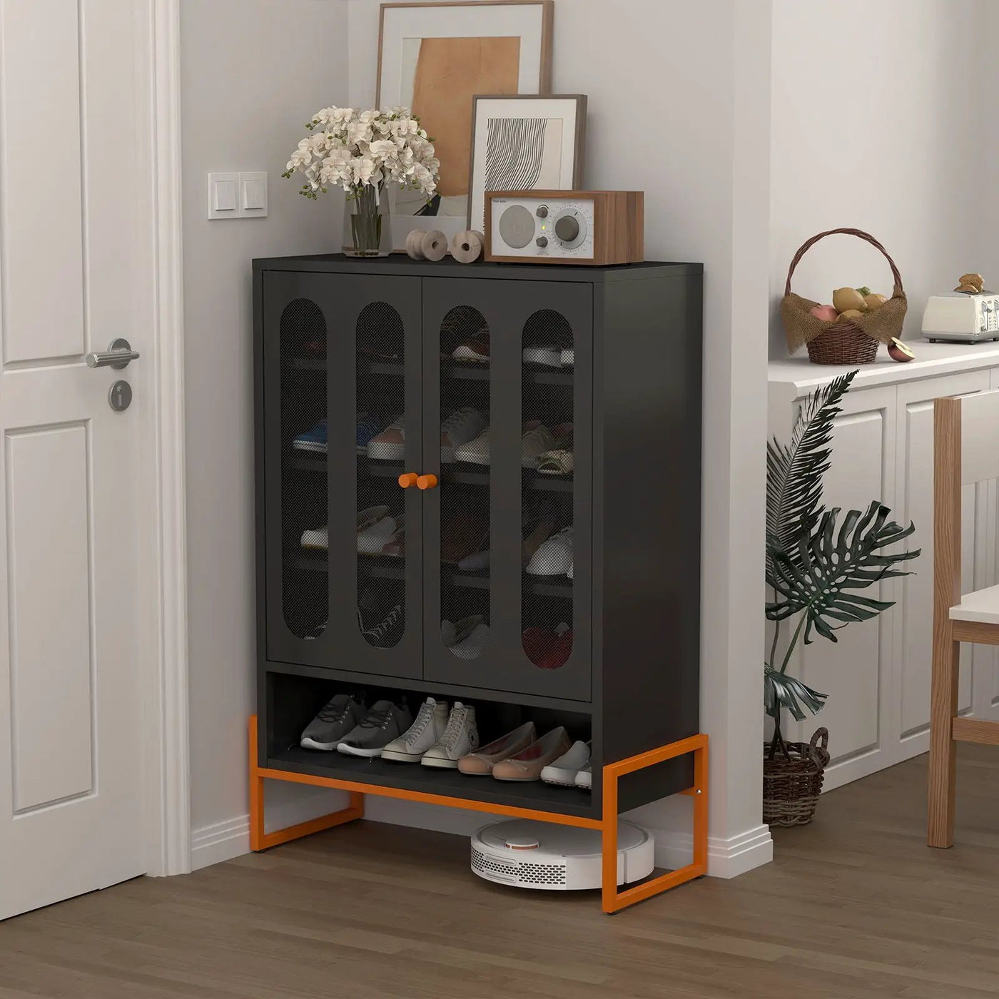 Modern Metal Shoe Cabinet With DoublebSided Doors And Adjustable Partitions by HouseOfZazla