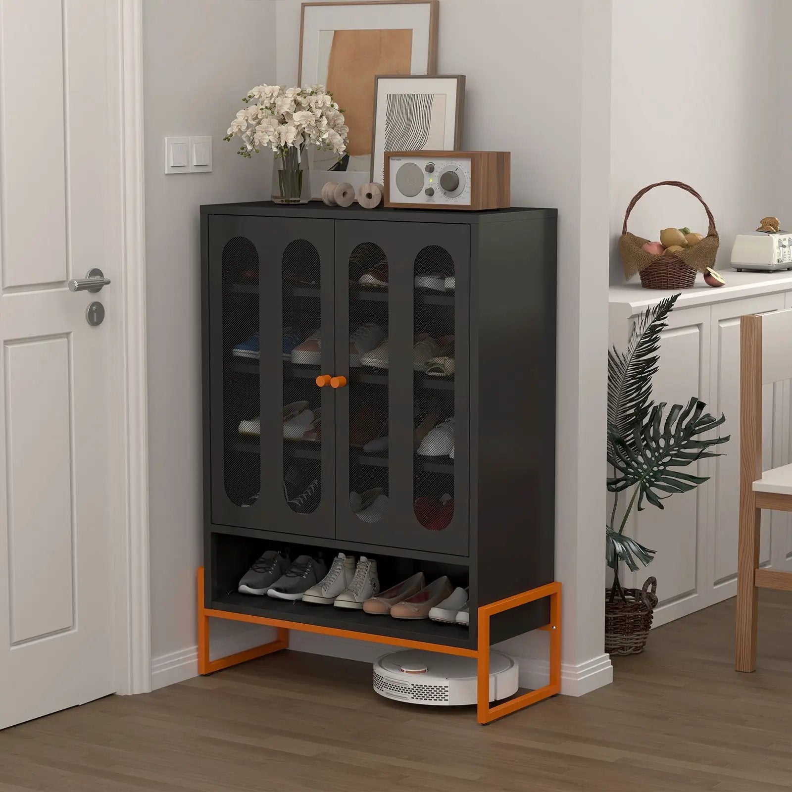 Modern Metal Shoe Cabinet With DoublebSided Doors And Adjustable Partitions by HouseOfZazla