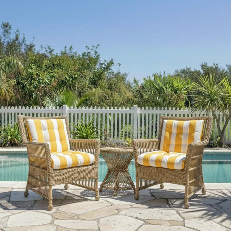 Outdoor Chair Cushions Set of 2, 19 x 19 x 4 Inch Tufted Seat Cushions with Ties by HouseOfZazla