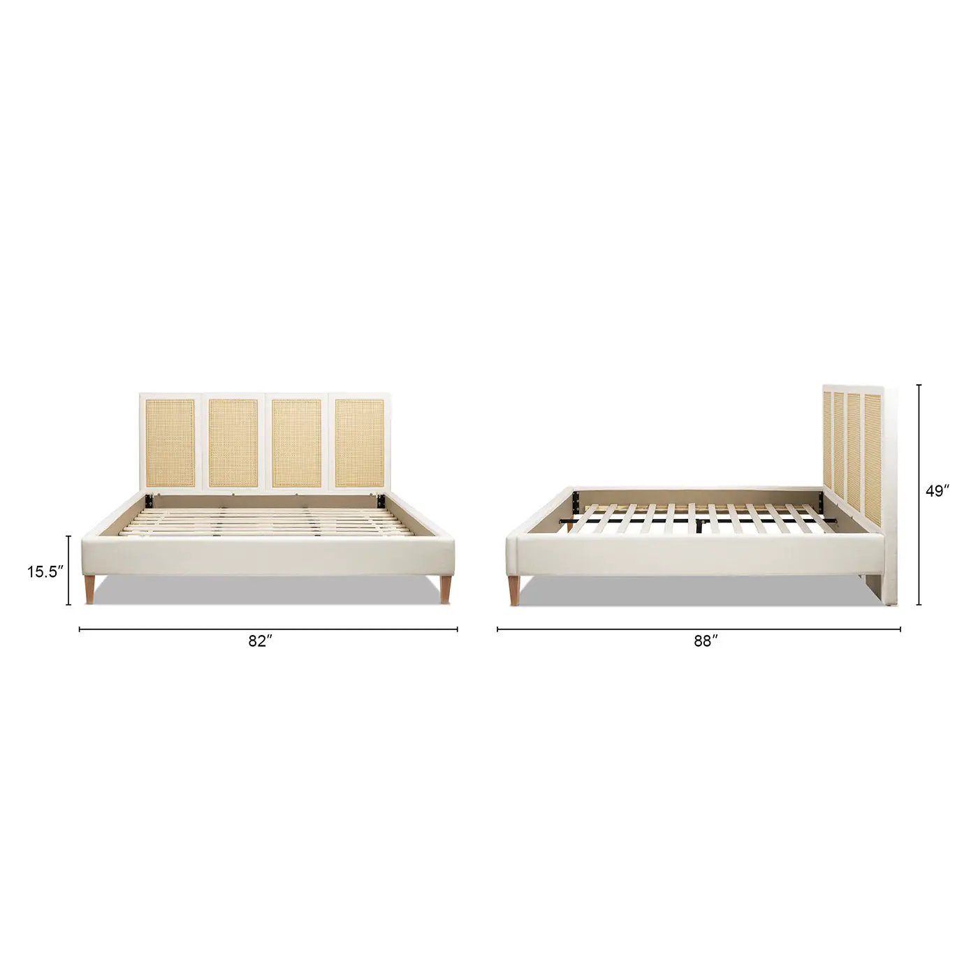 Toscana King Upholstered Cane Back Platform Bed, Antique by HouseOfZazla