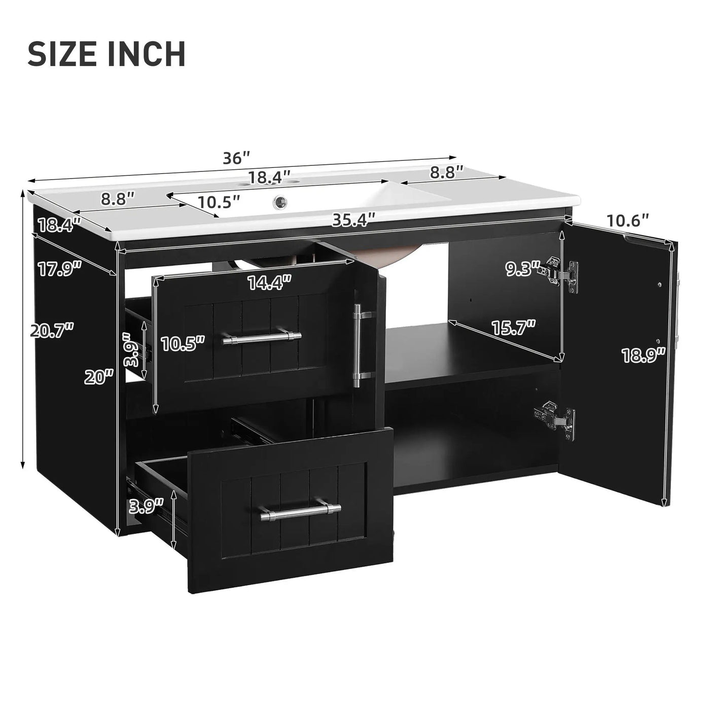 Wall Mounted Bathroom Vanity & Sink, 2 Drawers by HouseOfZazla