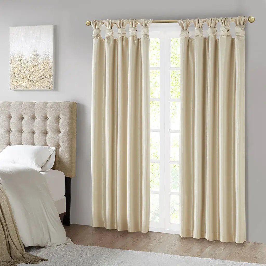 Twist Tab Total Blackout Window Curtain Panel Champagne 50x84 by HouseOfZazla
