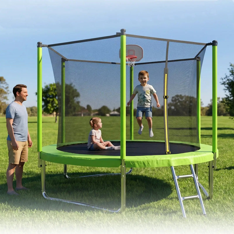 10FT Trampoline with Basketball Hoop and Ladder by HouseOfZazla
