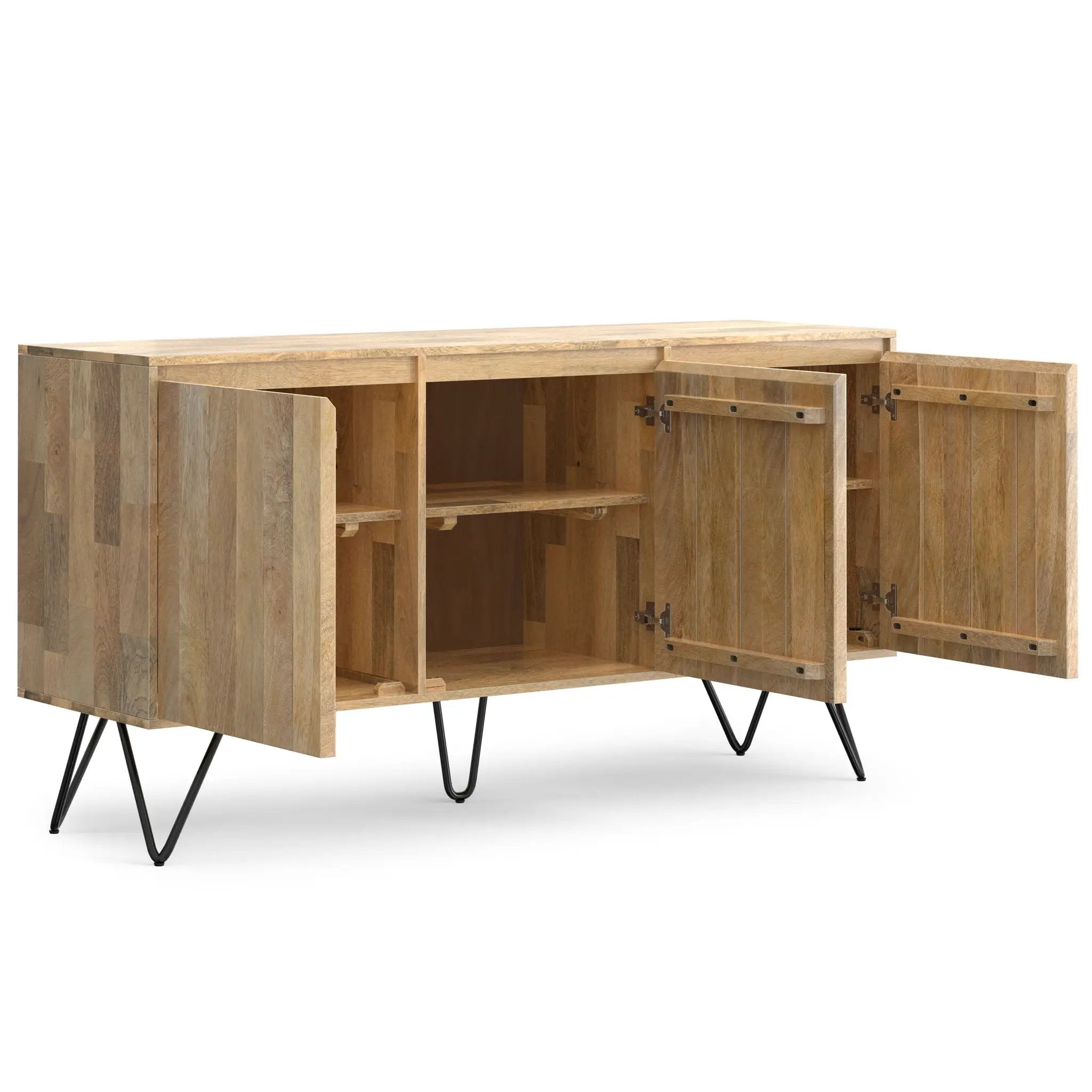 Hunter - 3 Door Sideboard Buffet With Hairpin Legs - Natural by HouseOfZazla