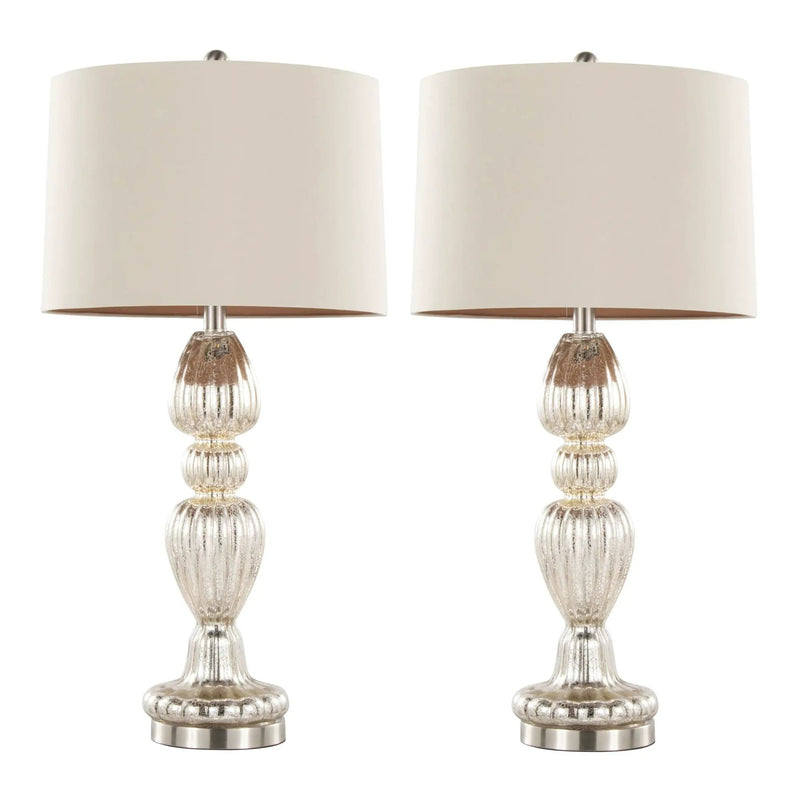 Spade - Contemporary Table Lamp (Set of 2) - Mercury / Nickel / Natural by HouseOfZazla