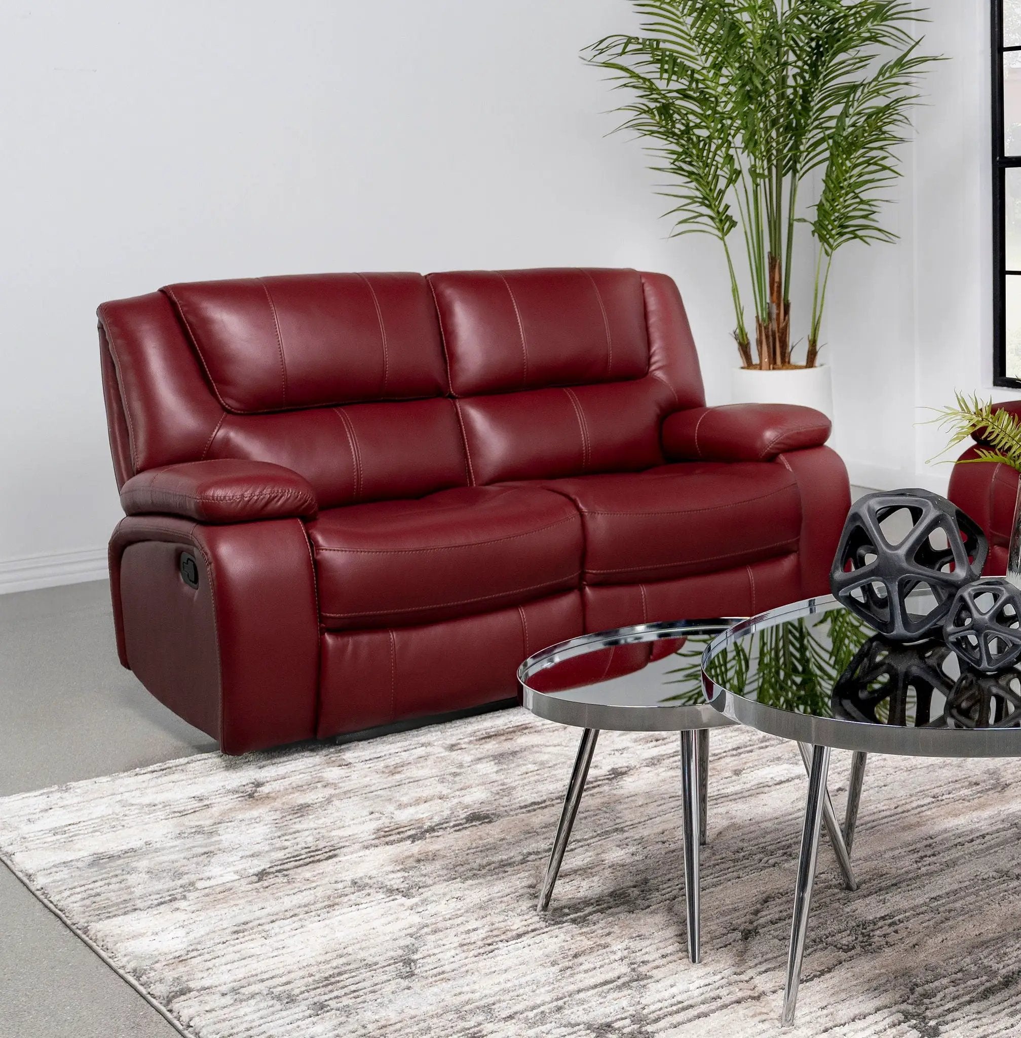 Camila Upholstered Motion Reclining Loveseat Red by Unique Piece Furniture