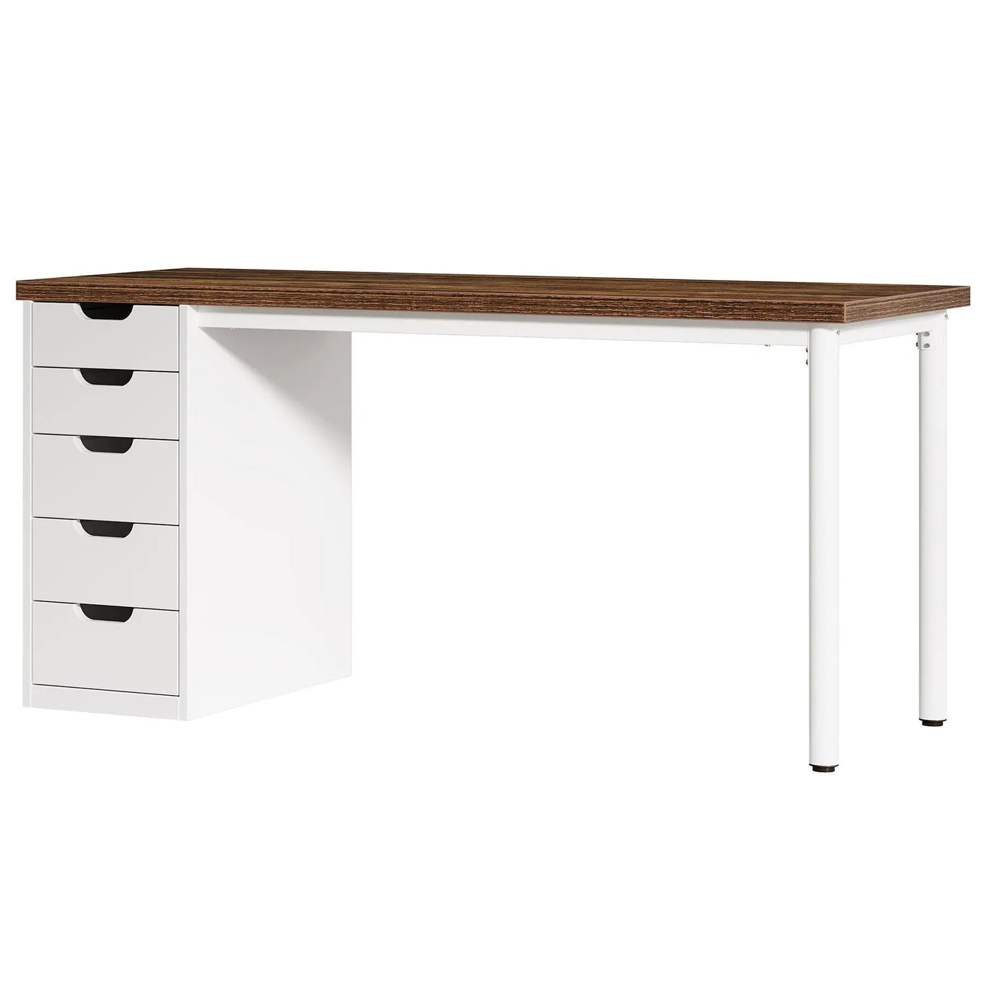 Computer Desk With 5 Drawers, Reversible Cabinet Design by HouseOfZazla