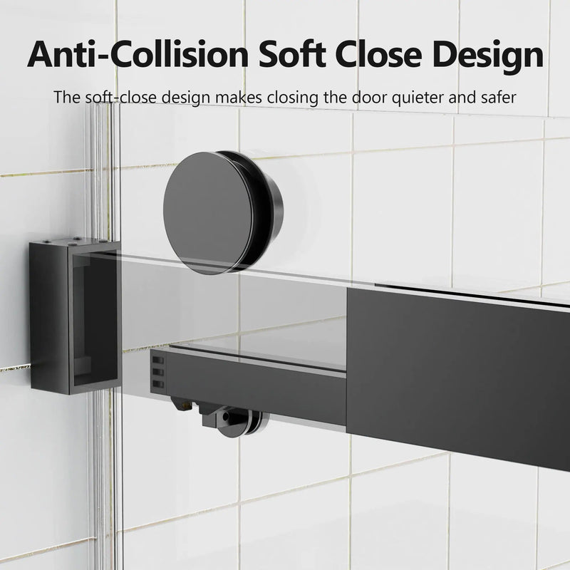 Frameless Double Sliding Soft-Close Shower Door, 3 / 8" (10Mm) Thick SGCC Tempered Glass Door, Matte by HouseOfZazla