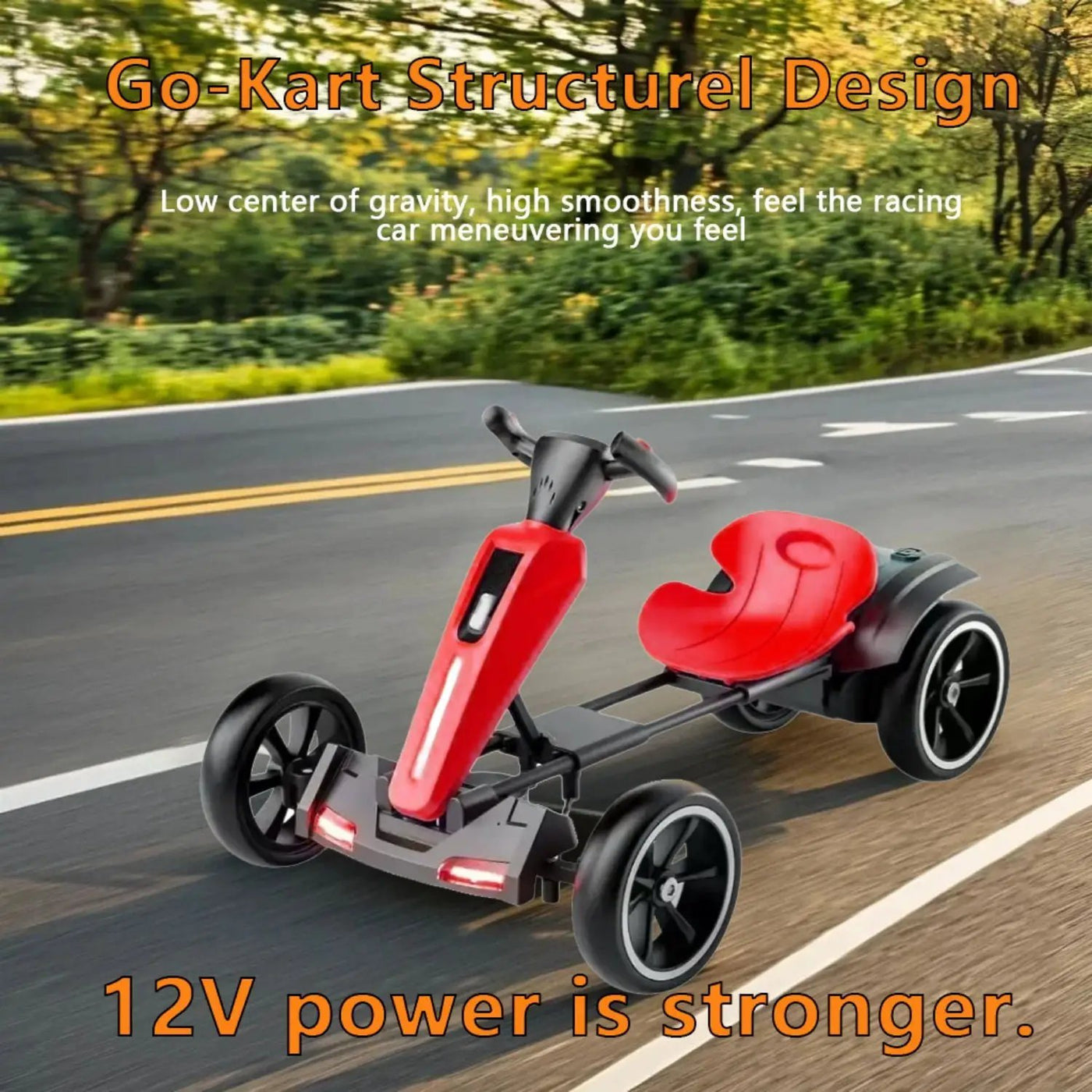 Electric Kids Pedal Go Kart With Adjustable Seat, Foldable Design by HouseOfZazla