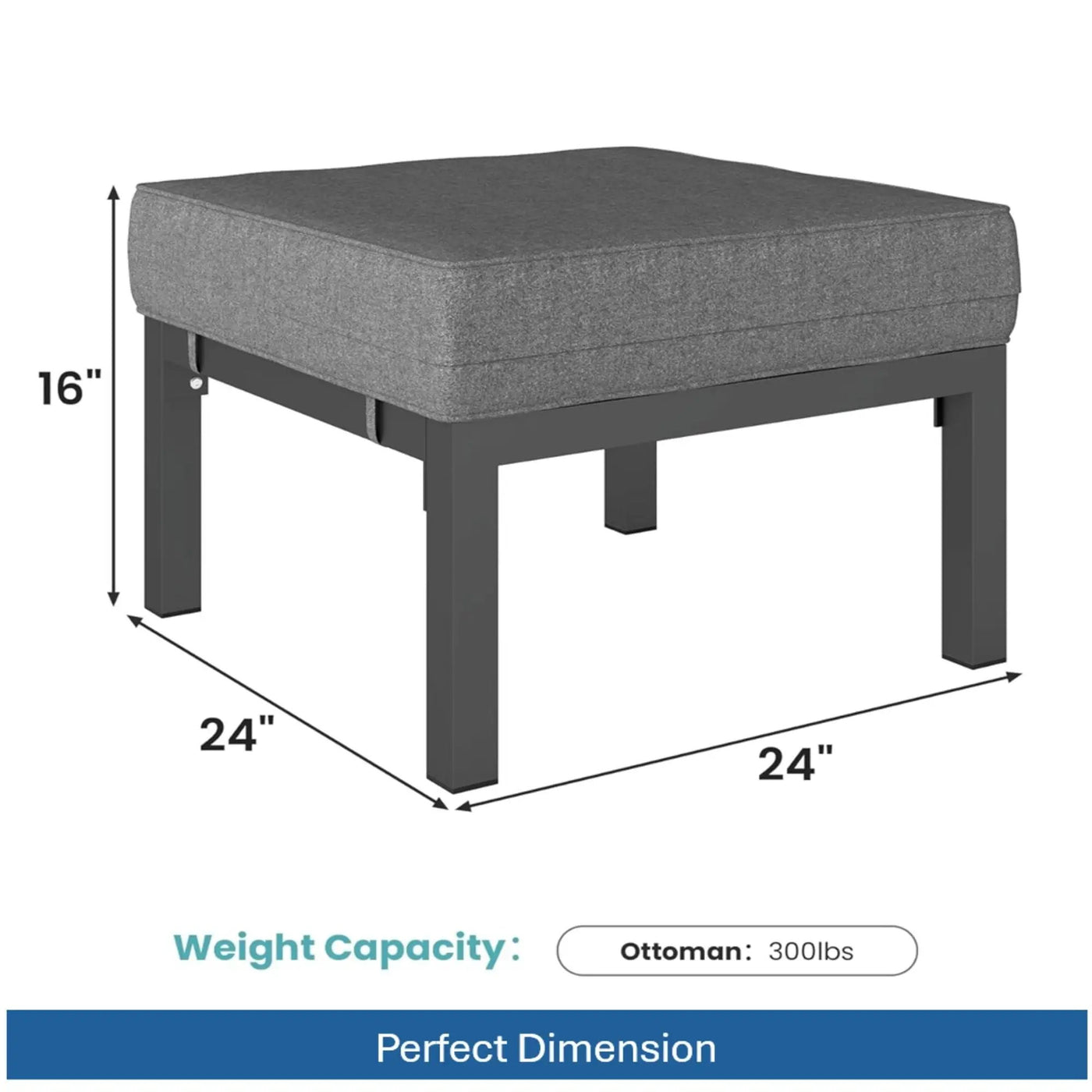 Patio Ottomans With Cushions, All-Weather Footrests (Set of 2) by HouseOfZazla