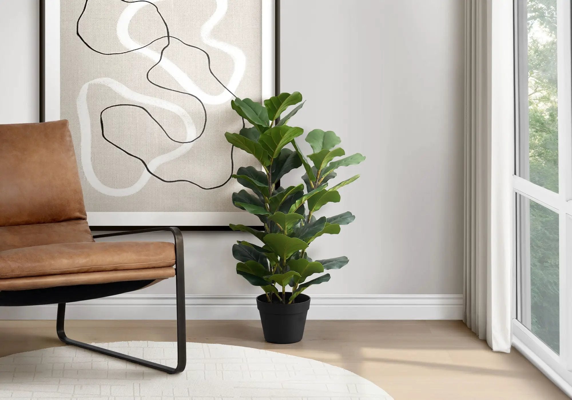 32" Tall Artificial Fiddle Tree Indoor Faux Plant by HouseOfZazla