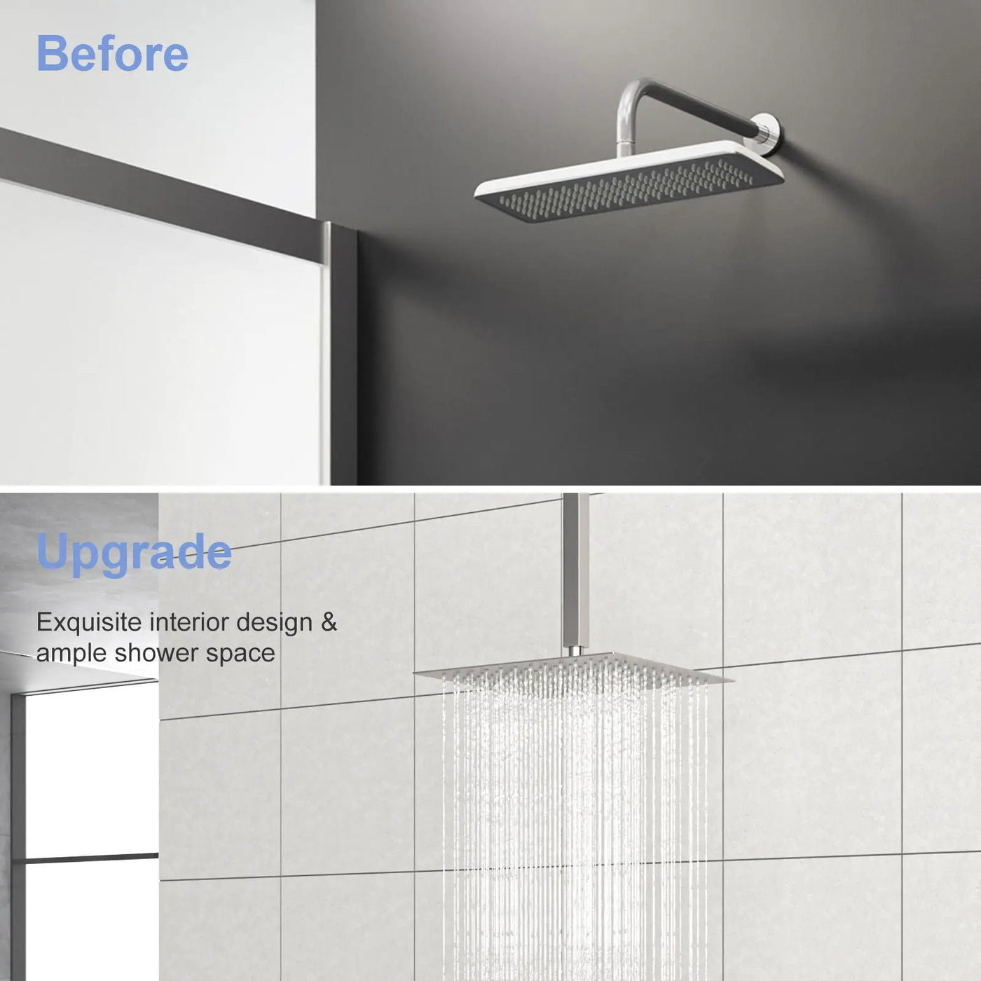 Premium 8" Ceiling Mounted Shower Arm With Flange by HouseOfZazla