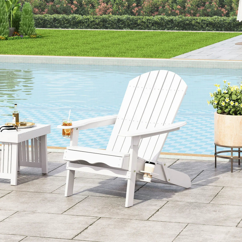 Zenithia Outdoor Foldable Adirondack Chair With 2 Cup Holders by HouseOfZazla