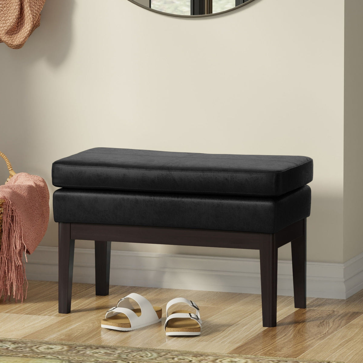 Mid-Century Ottoman Bench with Solid Wood Construction - Multiple Colors, photo 28 of 40