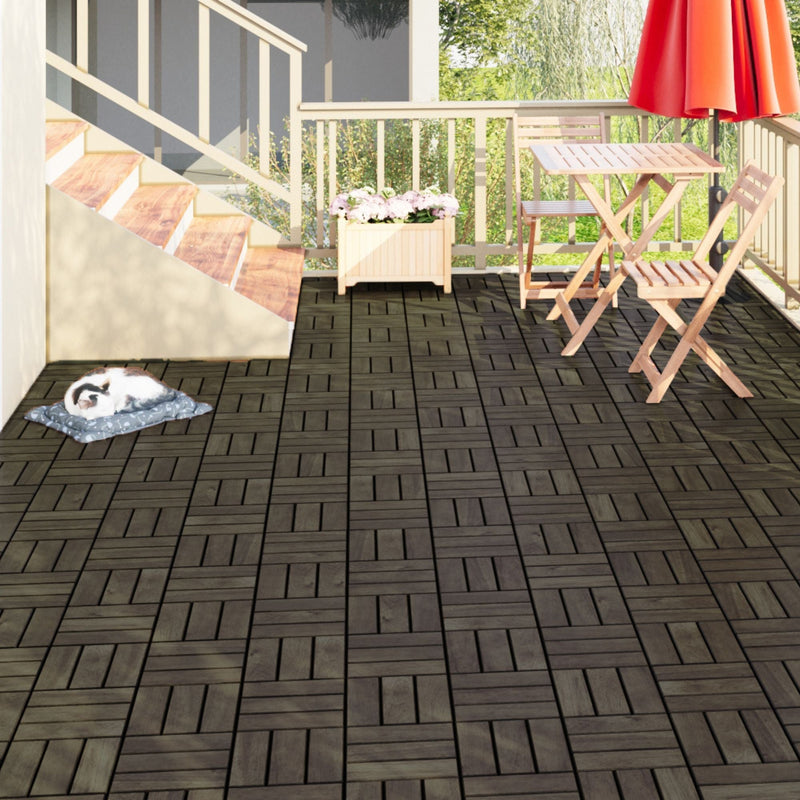 Acacia Wood Interlocking Deck Tiles Checker Pattern For Outdoor Flooring by HouseOfZazla