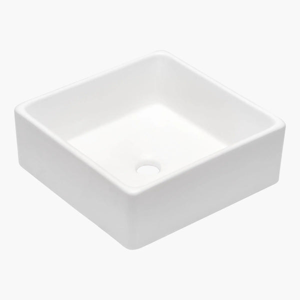 Elegant European Style Ceramic Square Vessel Bathroom Sink - White