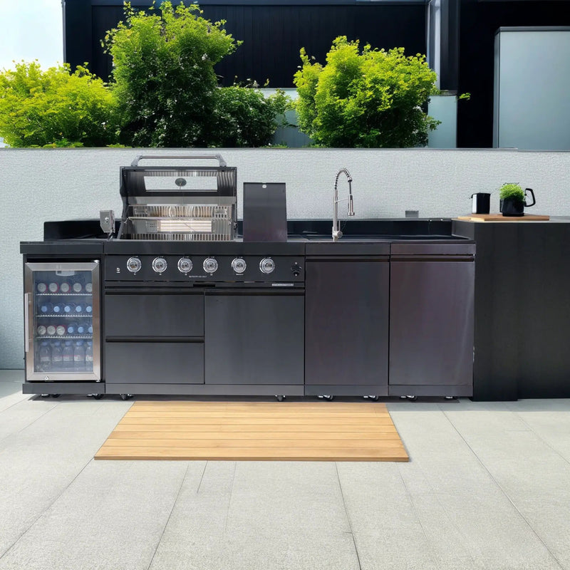 104" 4-Burner 72000 BTU Black Outdoor Kitchen Island Grill with Storage Cabinets & Drawers by Chery Industrial