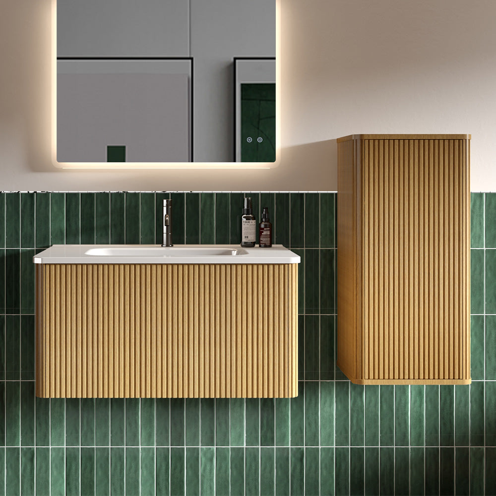 Floating Side Cabinet with Chic Striped Textures by HouseOfZazla