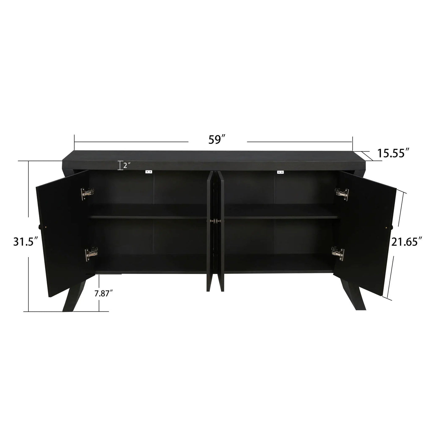 Refined Industrial 4 Door Credenza With Arc Legs & Clasps by HouseOfZazla
