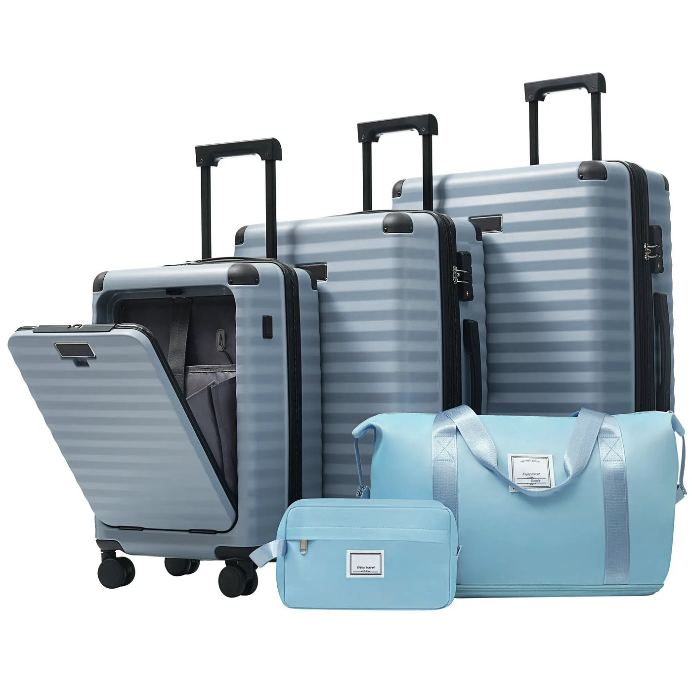 Deluxe 5-Piece Hard-Side Luggage Set with USB and TSA Locks by HouseOfZazla