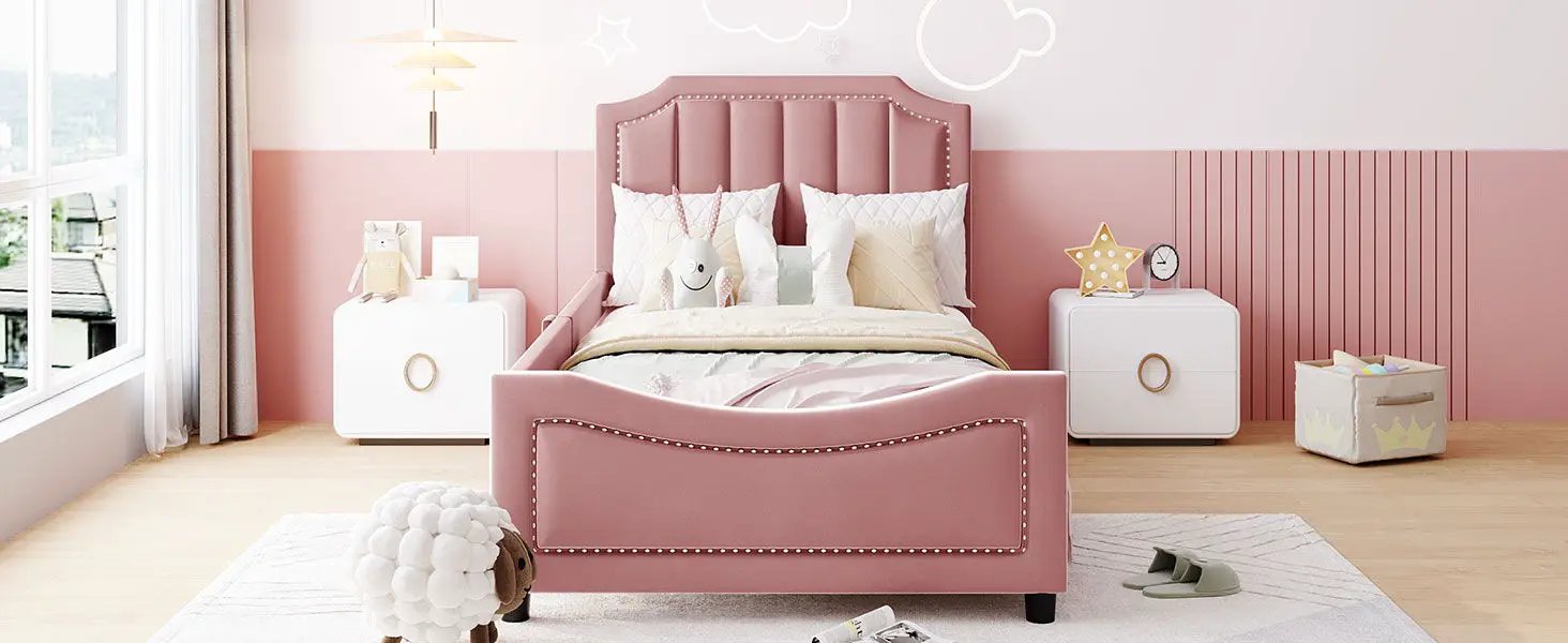 Upholstered Daybed With Classic Stripe Shaped Headboard by HouseOfZazla
