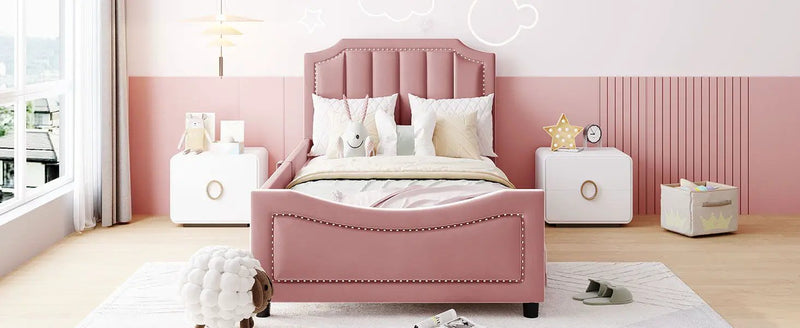 Upholstered Daybed With Classic Stripe Shaped Headboard by HouseOfZazla