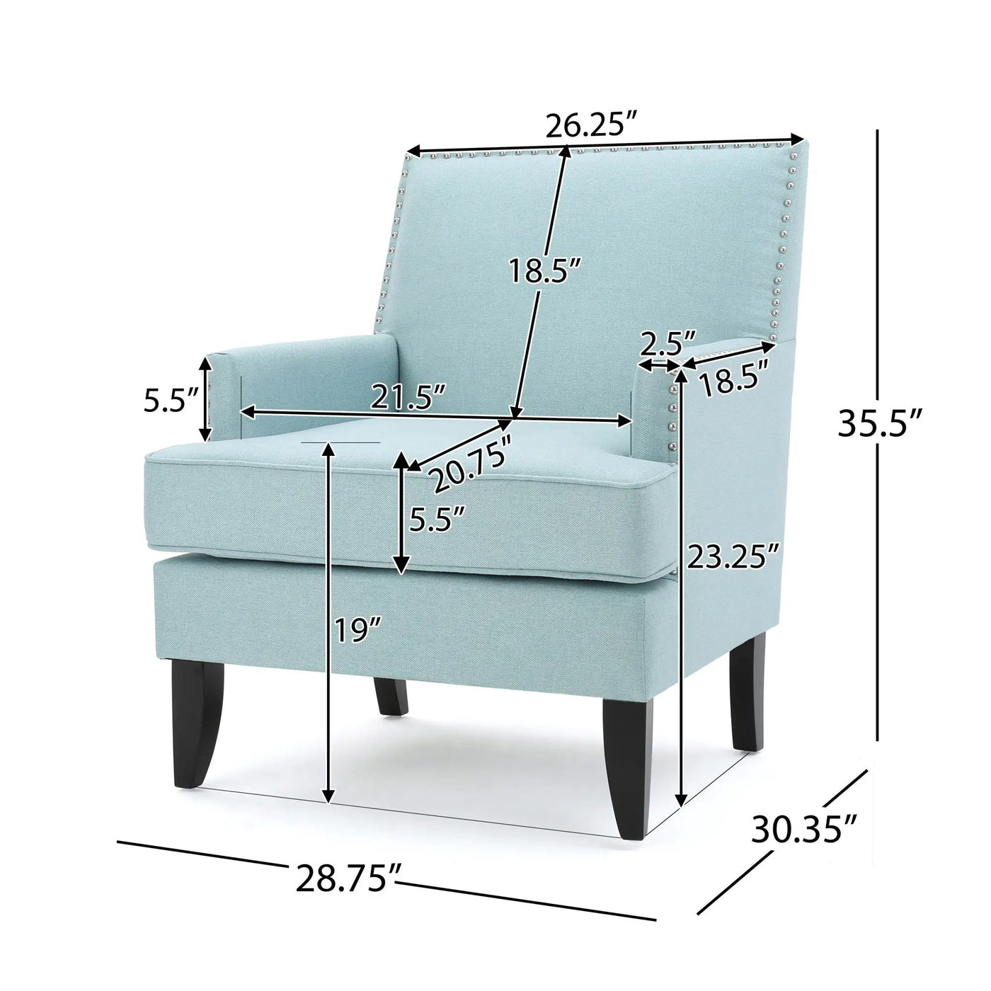 Serenada Upholstered Fabric Club Chair With Nailhead Trim And Tapered Birch Legs by HouseOfZazla