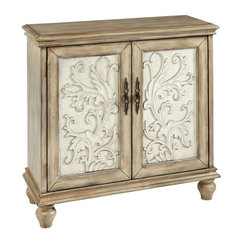 Driscoll - 2 Door Cabinet With Floral Design - Reclaimed Natural by HouseOfZazla