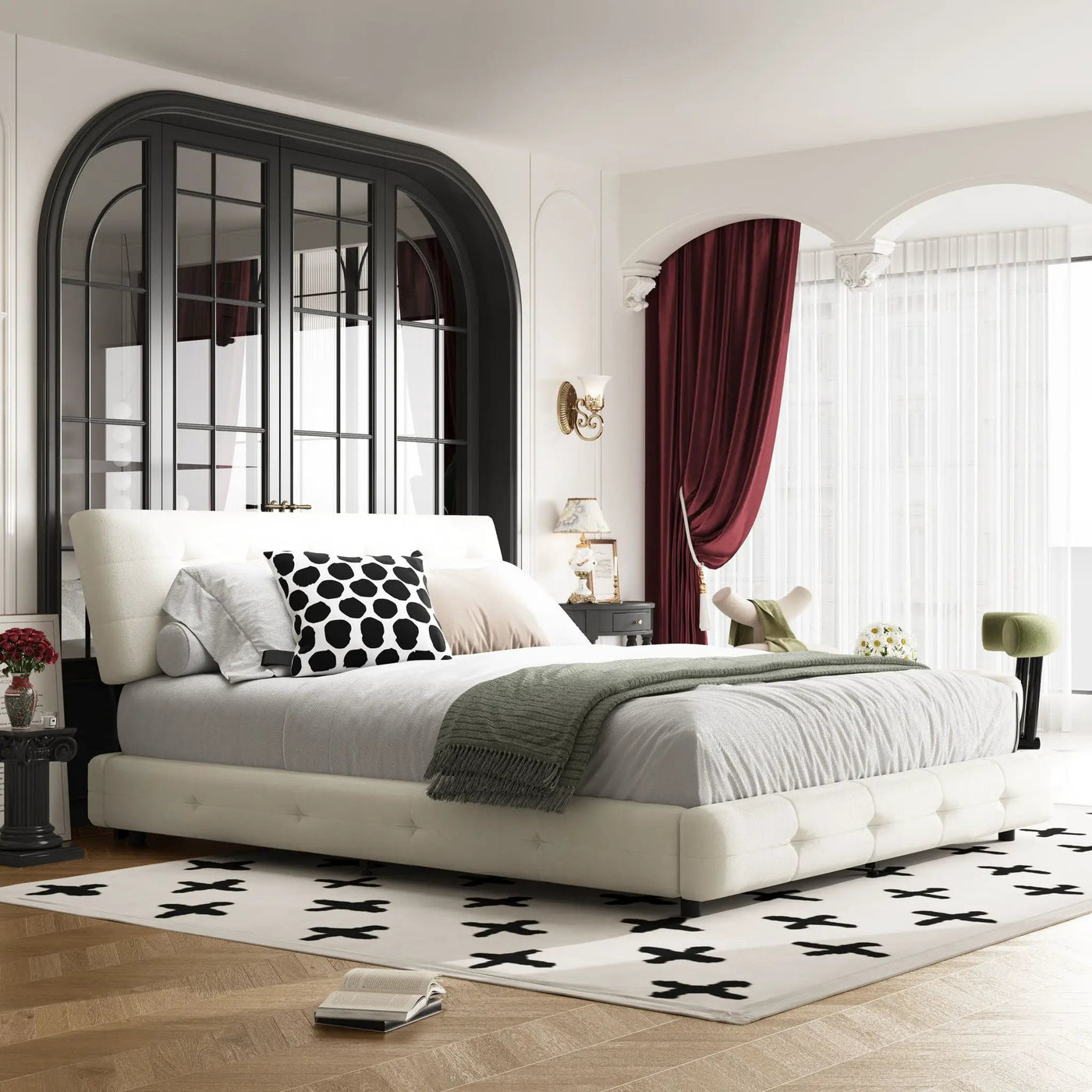 Tufted Headboard With Extra-Large Ultra-Soft Cloud Pillow Design by HouseOfZazla