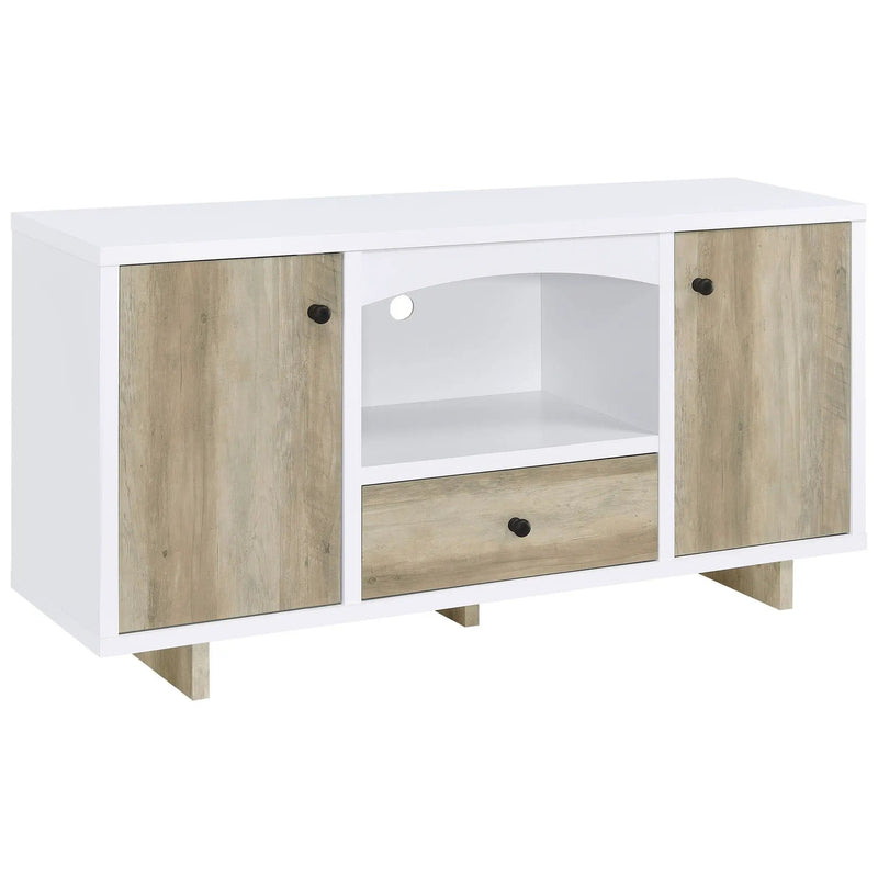 Dalton 2-door Storage Cabinet White and Distressed Pine by Unique Piece Furniture