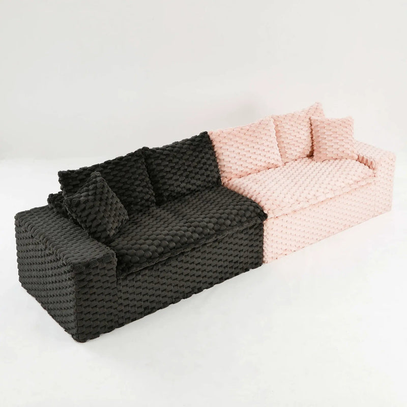Multifunctional Sofa Pink Black, Fits 4 People by HouseOfZazla