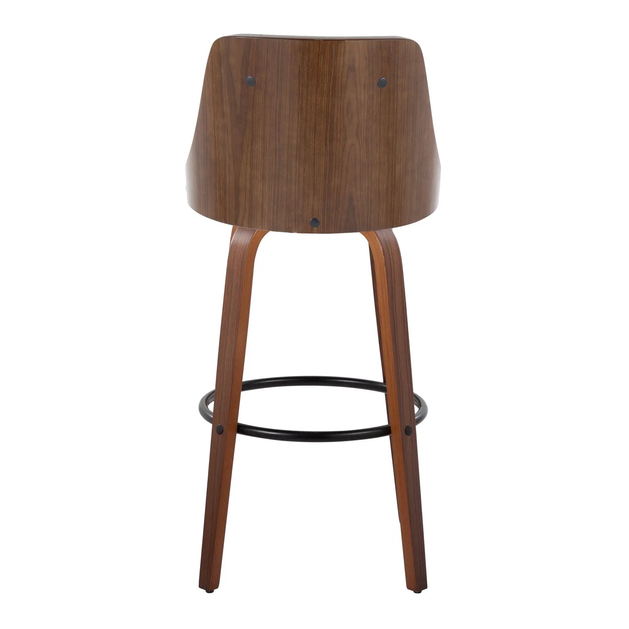 Gianna - Mid-Century Modern Fixed Height Barstool & Swivel With Round Footrest (Set of 2) - Walnut / Light Gray by Unique Piece Furniture