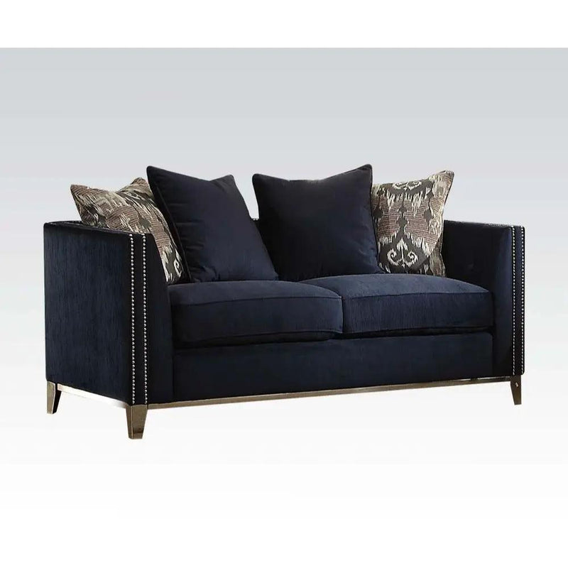Phaedra - Loveseat With 4 Pillows - Blue Fabric by Unique Piece Furniture