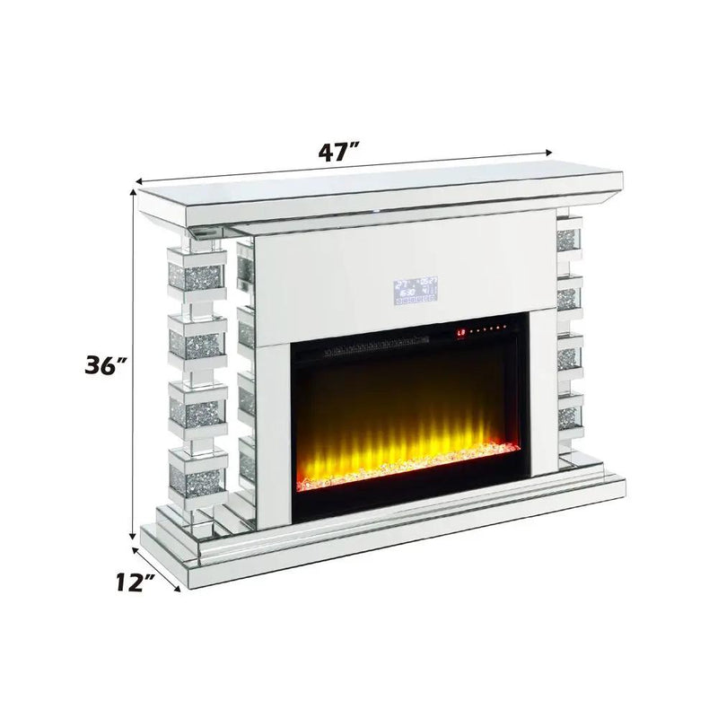 Noralie - 47" Fireplace With Bluetooth - Mirrored & Faux Diamonds by Unique Piece Furniture