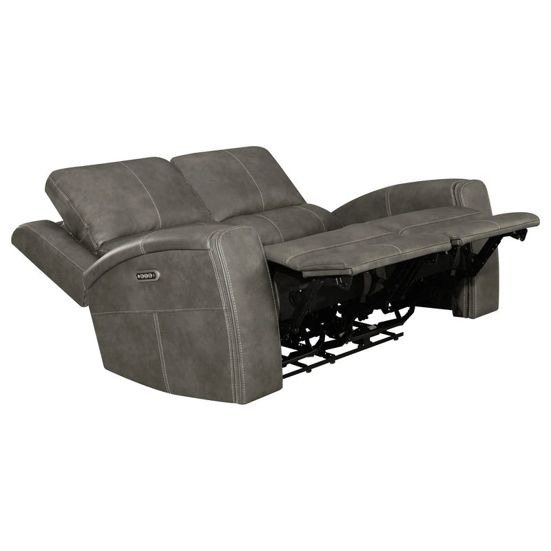Brickston Triple Power Reclining Loveseat Charcoal by Unique Piece Furniture