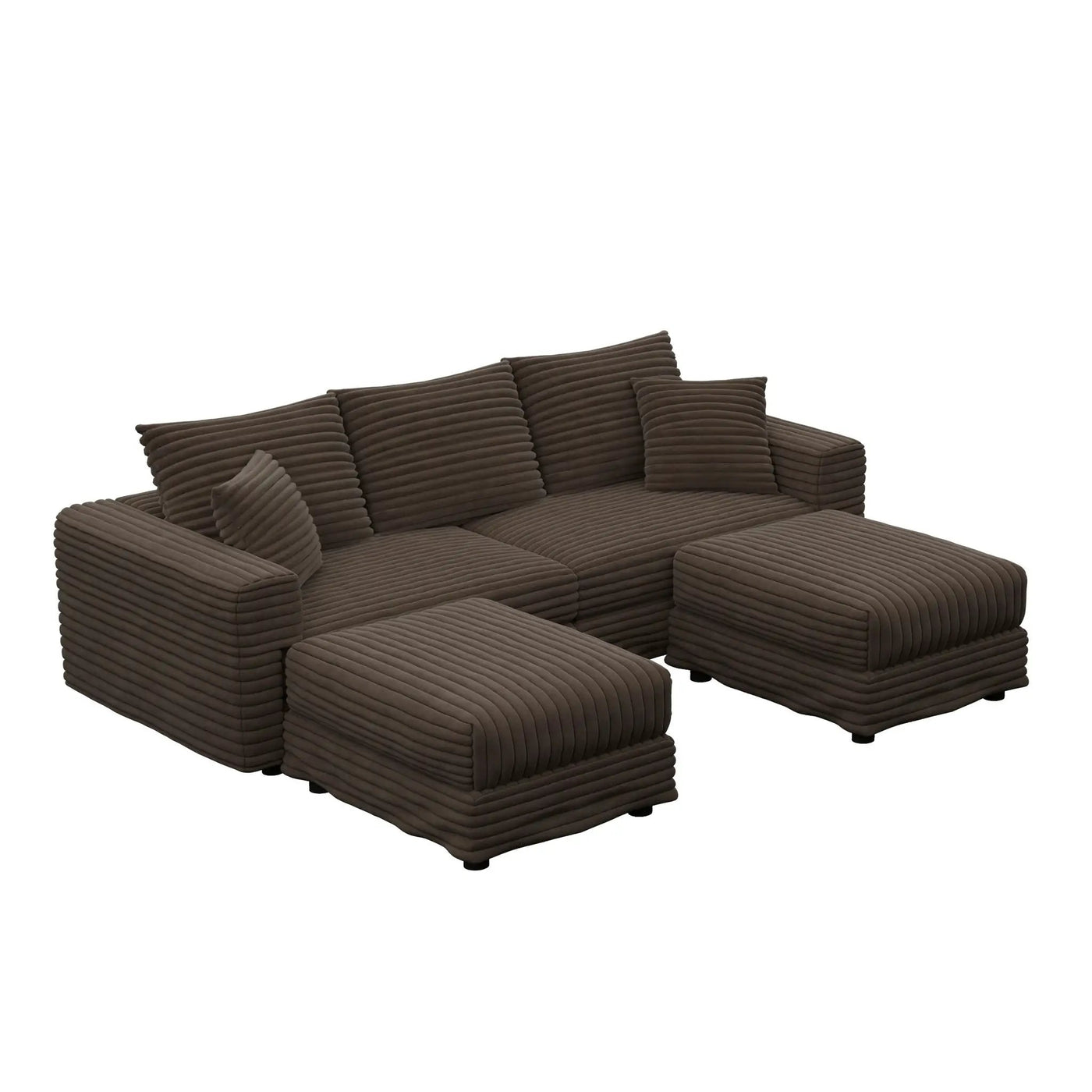 Deep Seat Convertible Sofa With Soft Pillows And Ottomans by HouseOfZazla