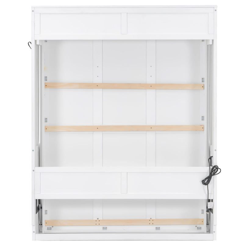 Murphy Bed With Desk, LED Lights & USB Charging Station by HouseOfZazla